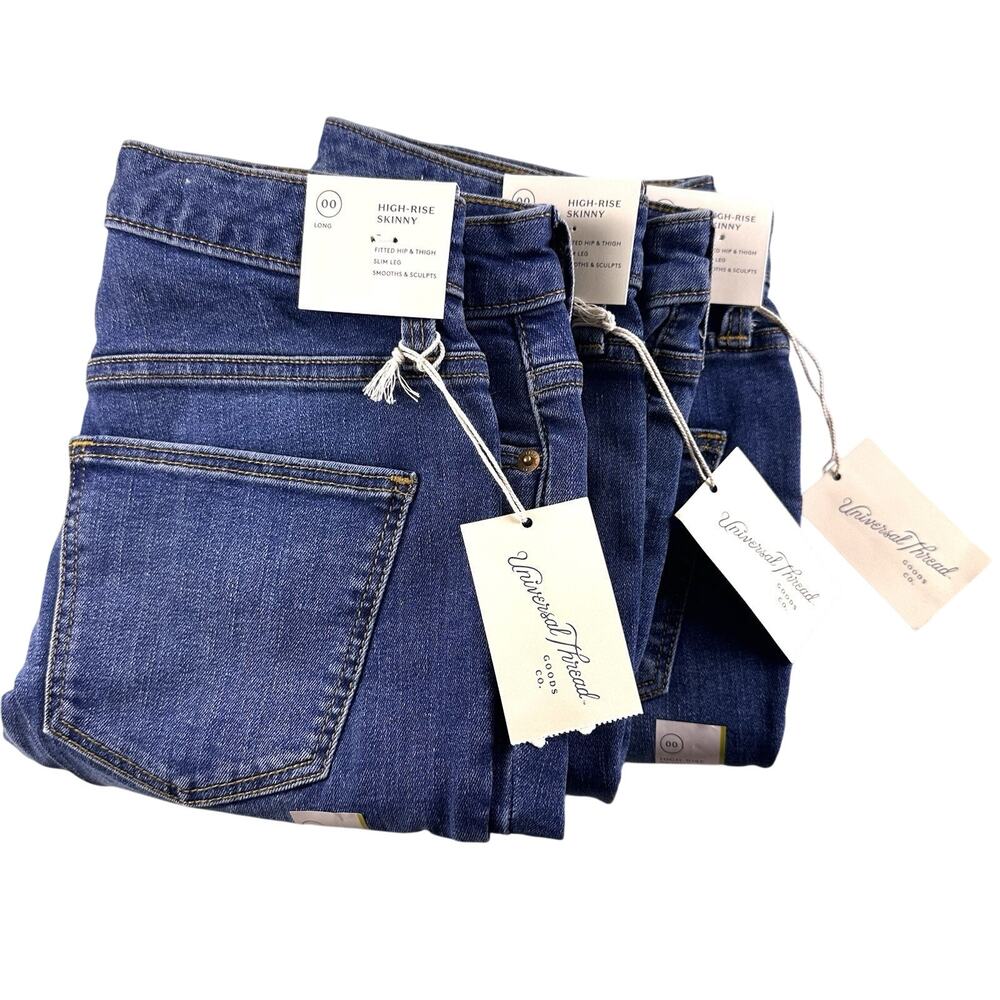 Universal Thread Women's High Rise Skinny Stretch Jeans 00 /24 long NWT Lot of 3